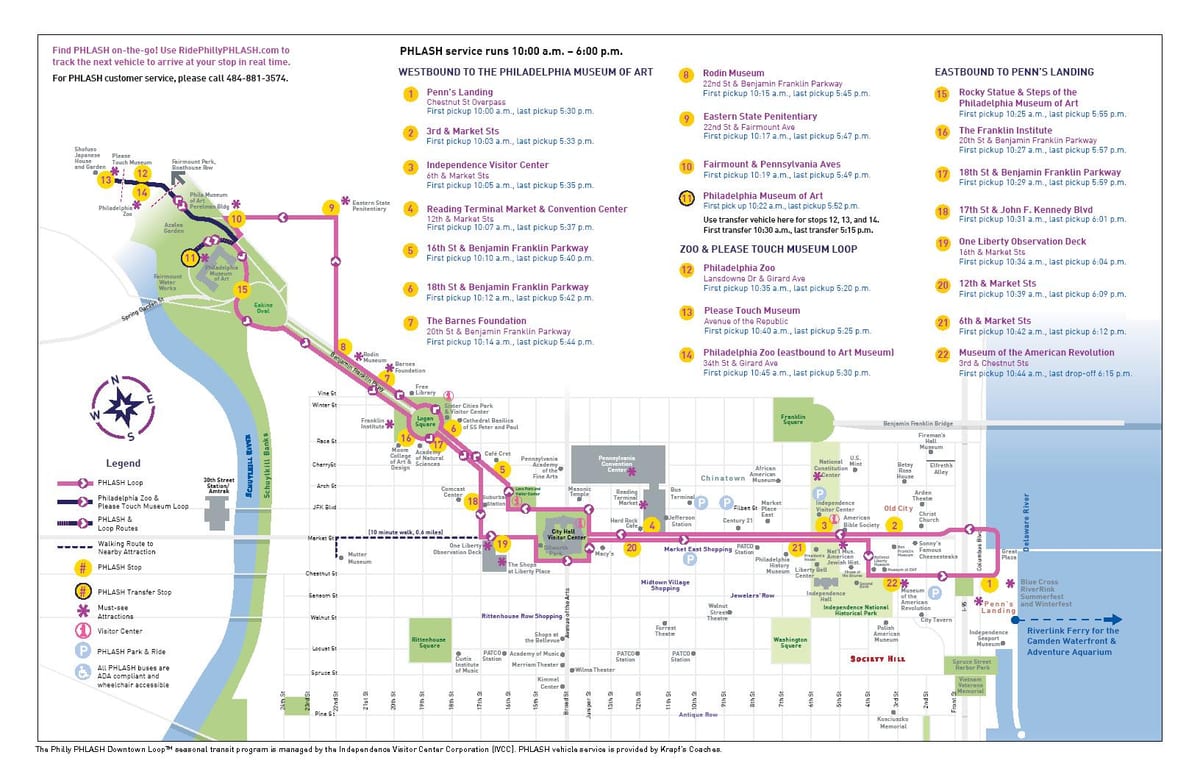 gran recorregut de l'autobús Filadèlfia mapa