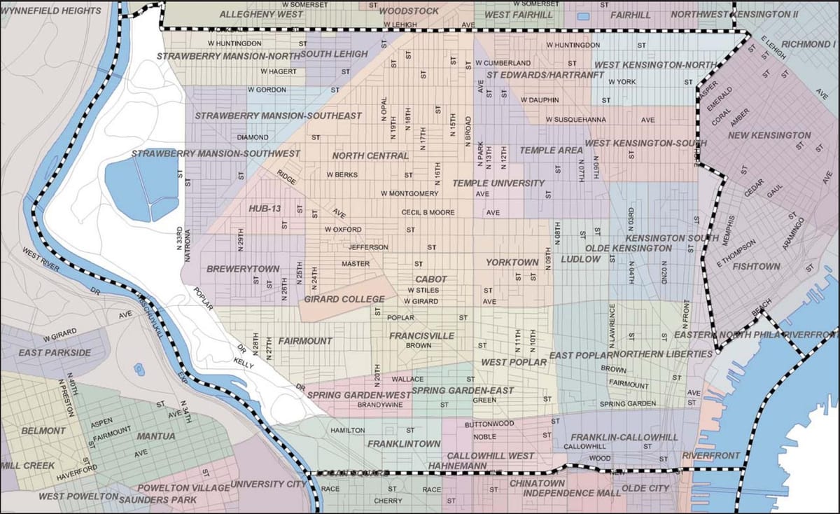 mapa de Filadèlfia badlands