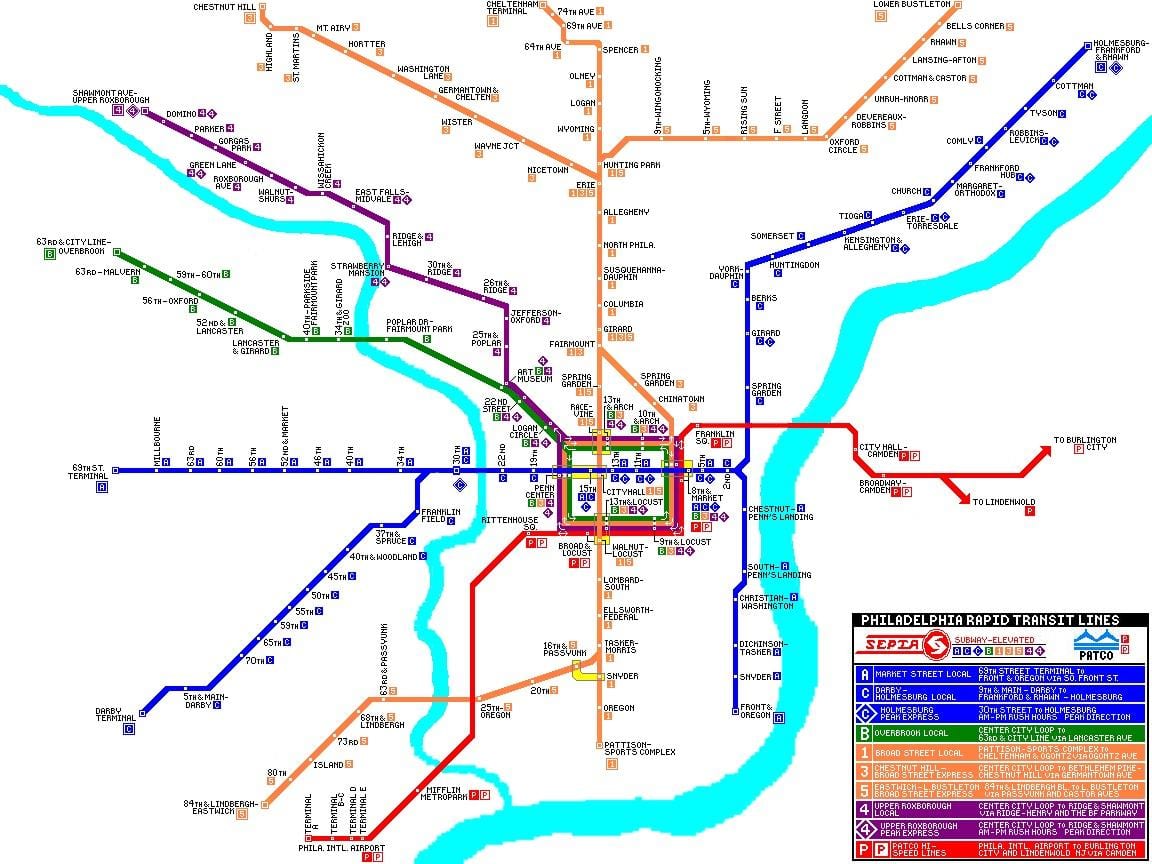 Filadèlfia massa sistema de transport mapa