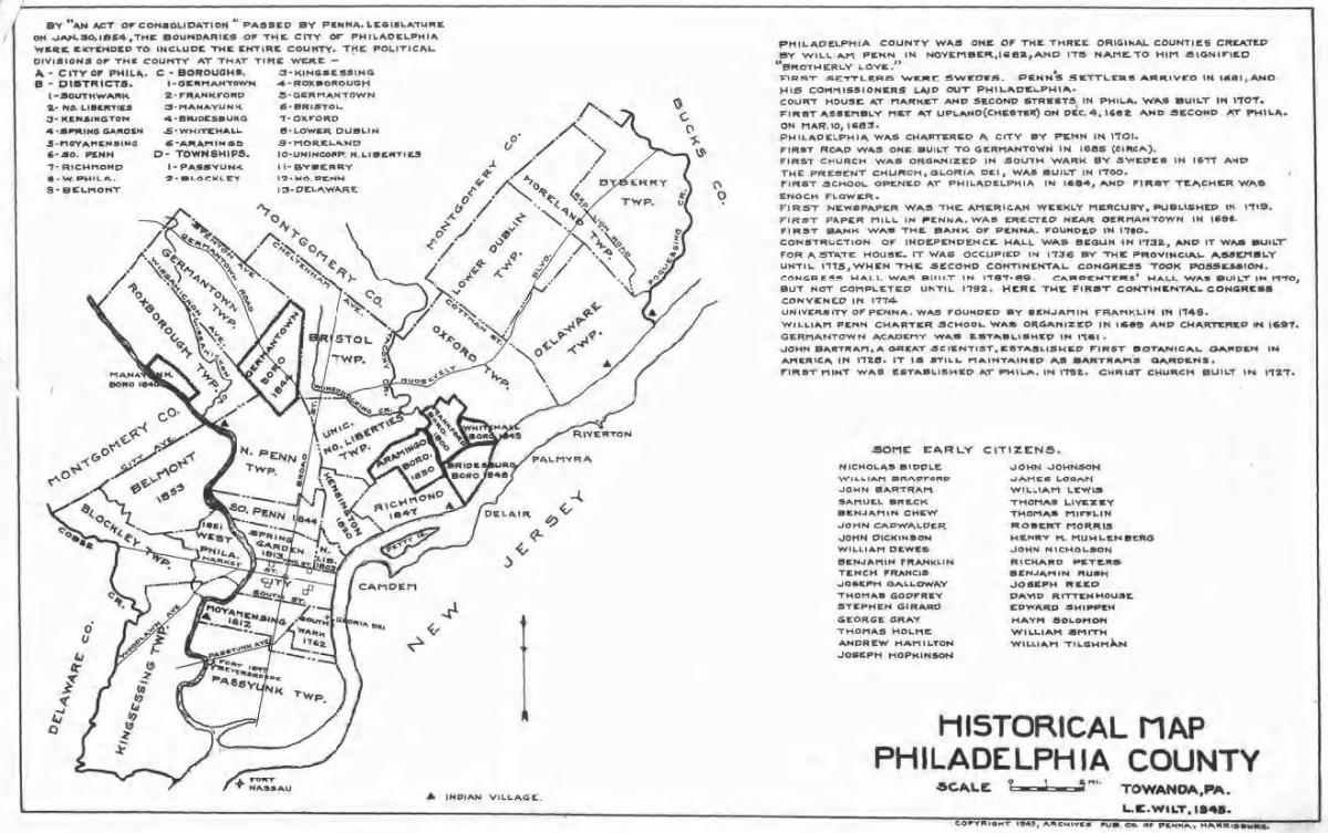 Filadèlfia comtat mapa