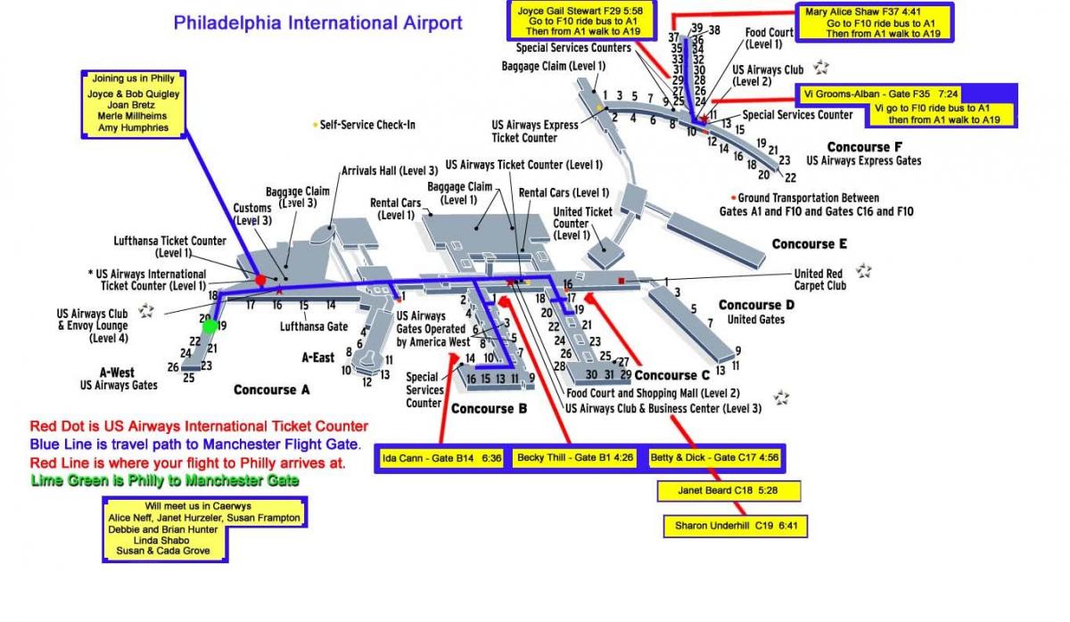 mapa de Filadèlfia de l'aeroport