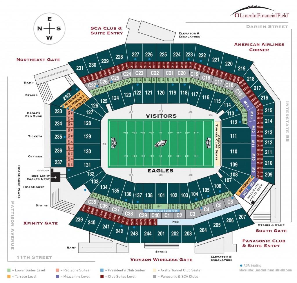 Philadelphia eagles estadi mapa