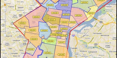 Mapa de greater Philadelphia zona
